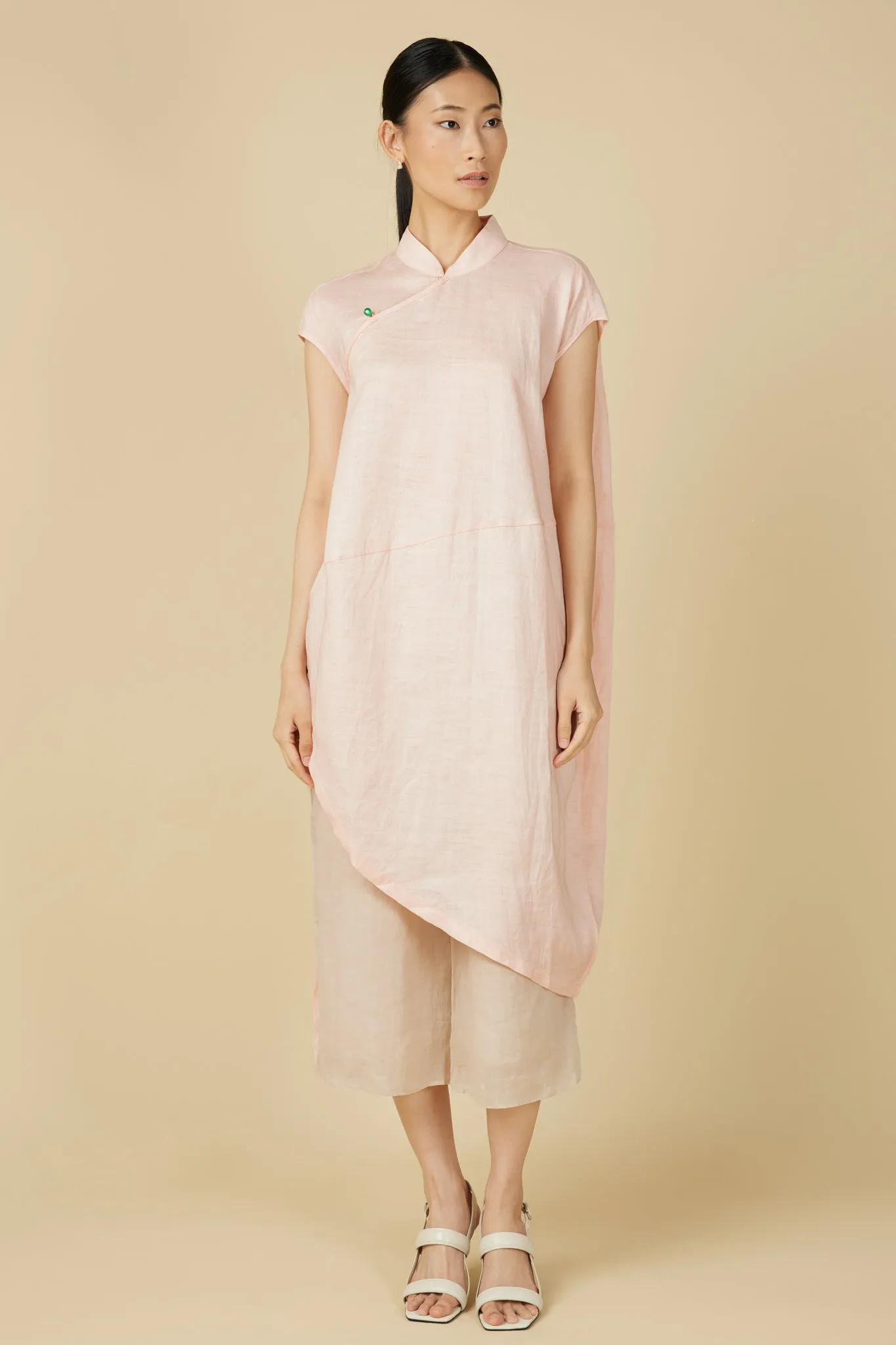 Cheongsam Cocoon Dress in Light Pink