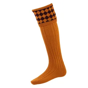 Chessboard Sock - Ochre by House of Cheviot