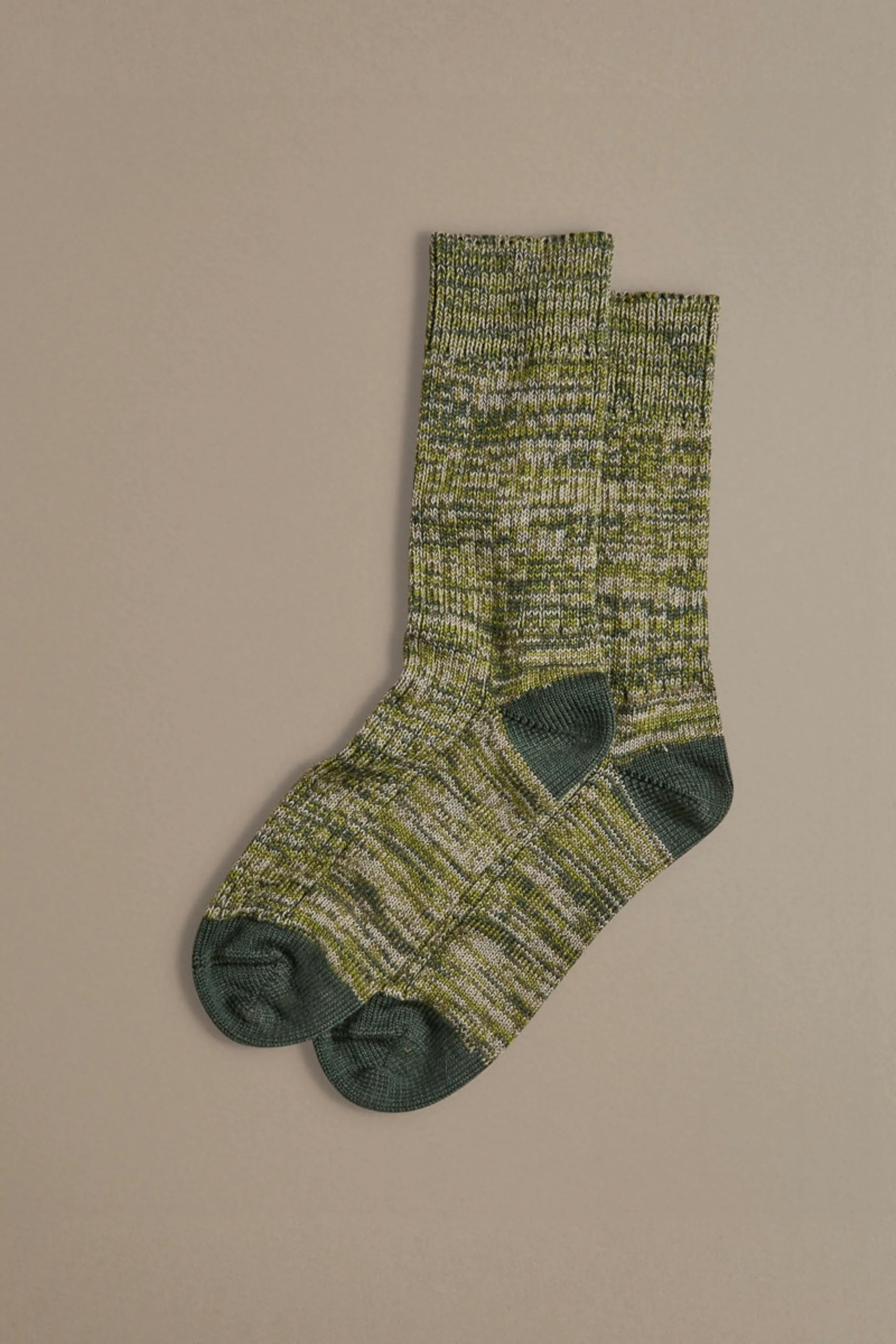 Chunky Wool Boot Socks | Marbled Green