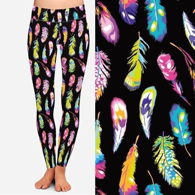 Colorful feathers leggings