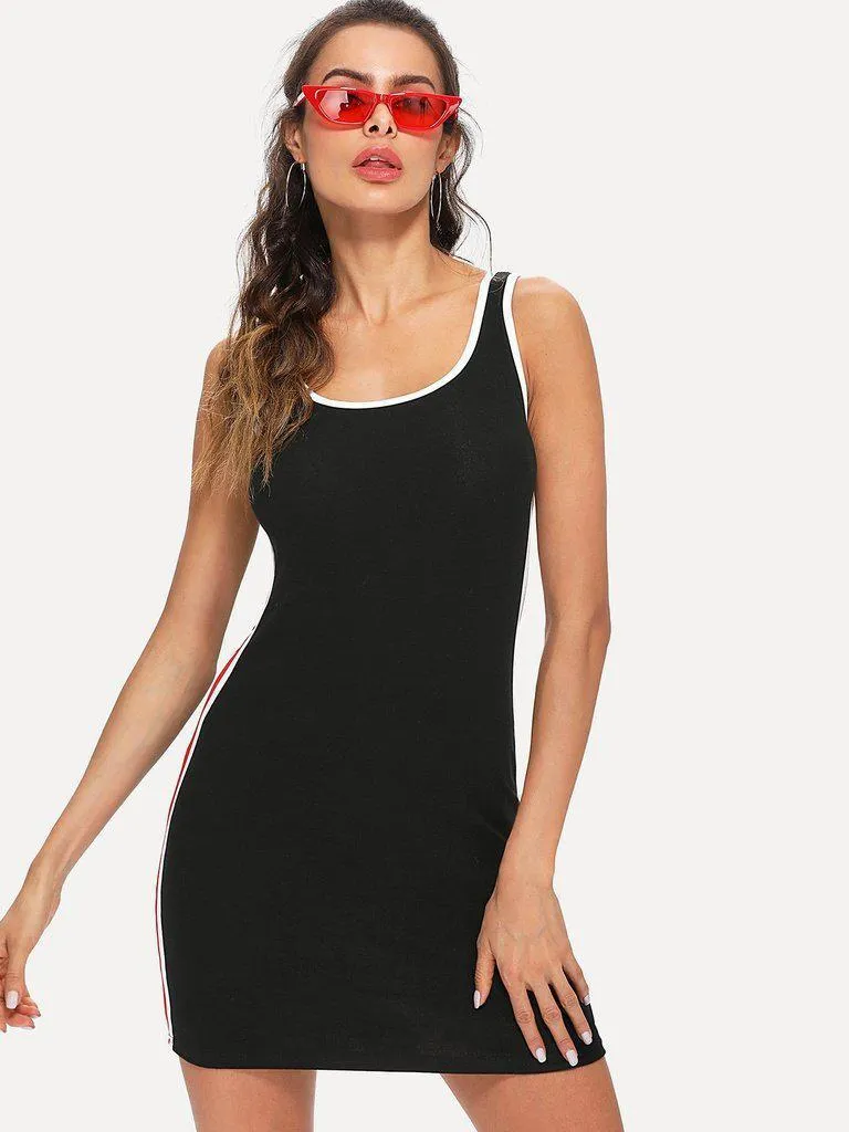 Contrast Binding Tank Dress