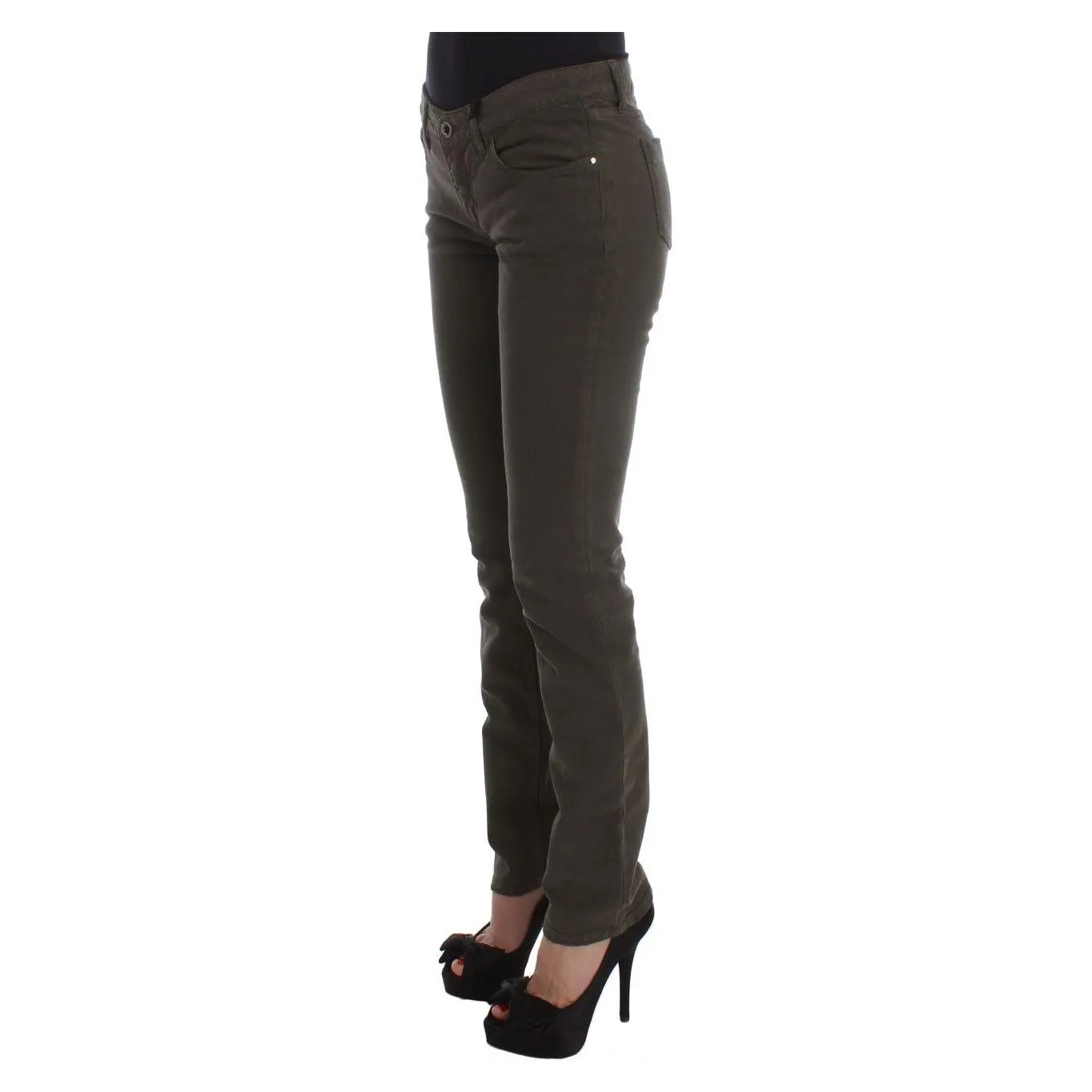 Costume National Chic Slim Fit Green Cotton Jeans