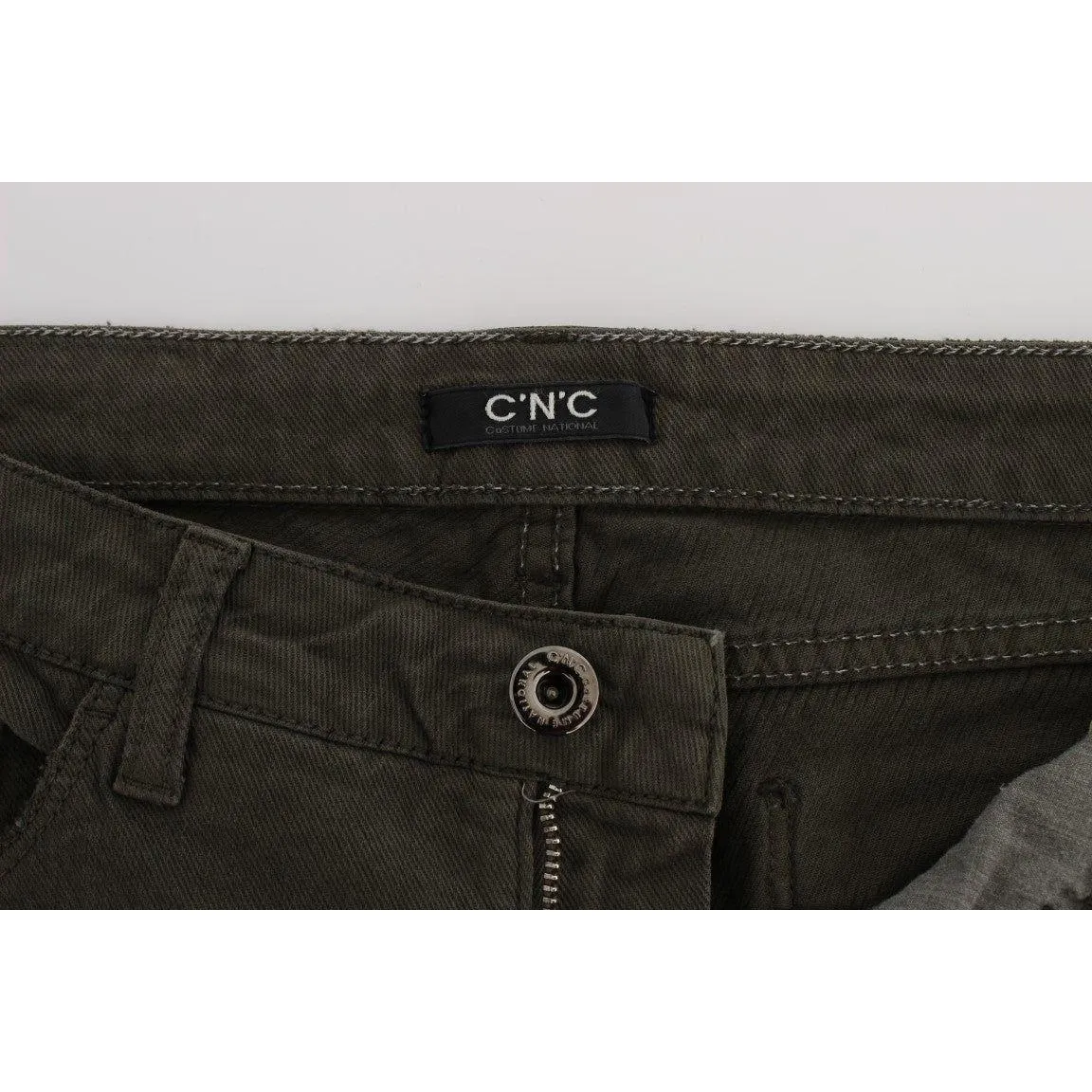 Costume National Chic Slim Fit Green Cotton Jeans