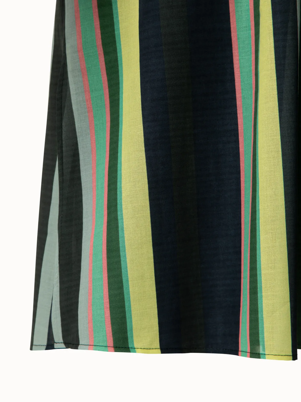 Cotton Voile Dress with Polychromatic Stripes Print