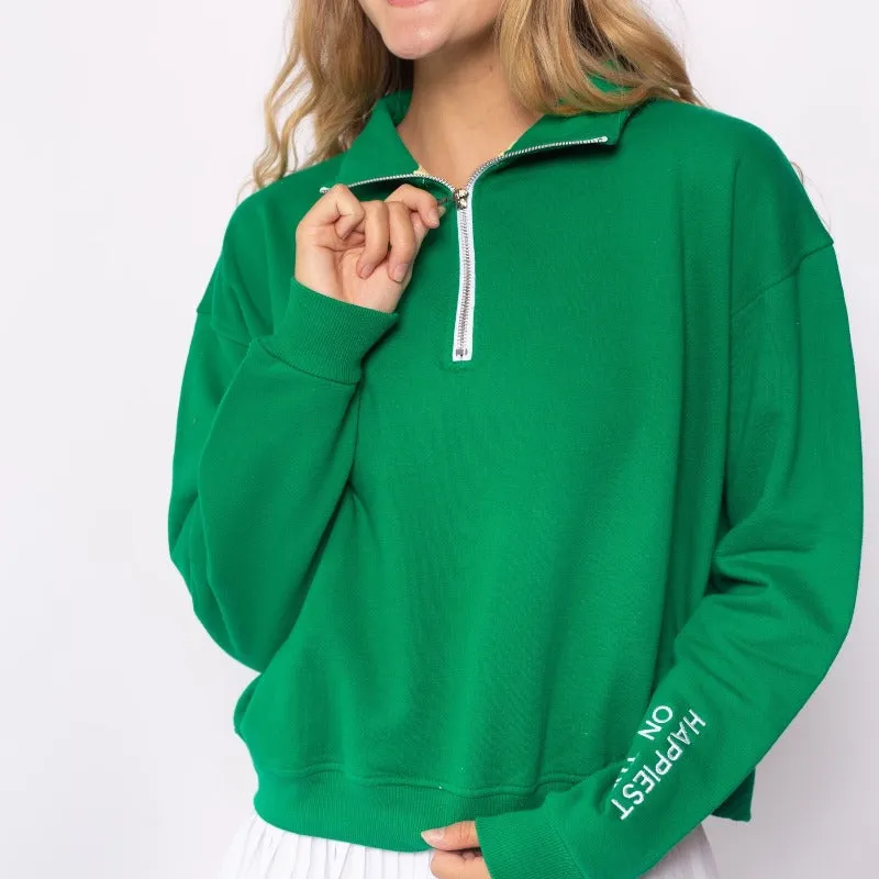 CourtLife Happiest on The Court Zip Sweatshirt  - Green