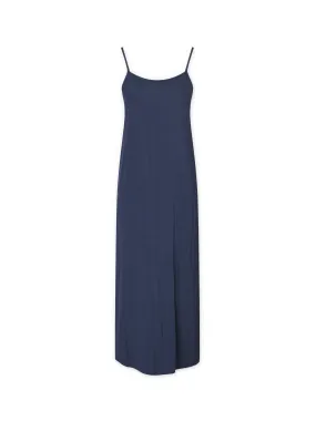 Crinkle Cotton Slip Dress-Navy