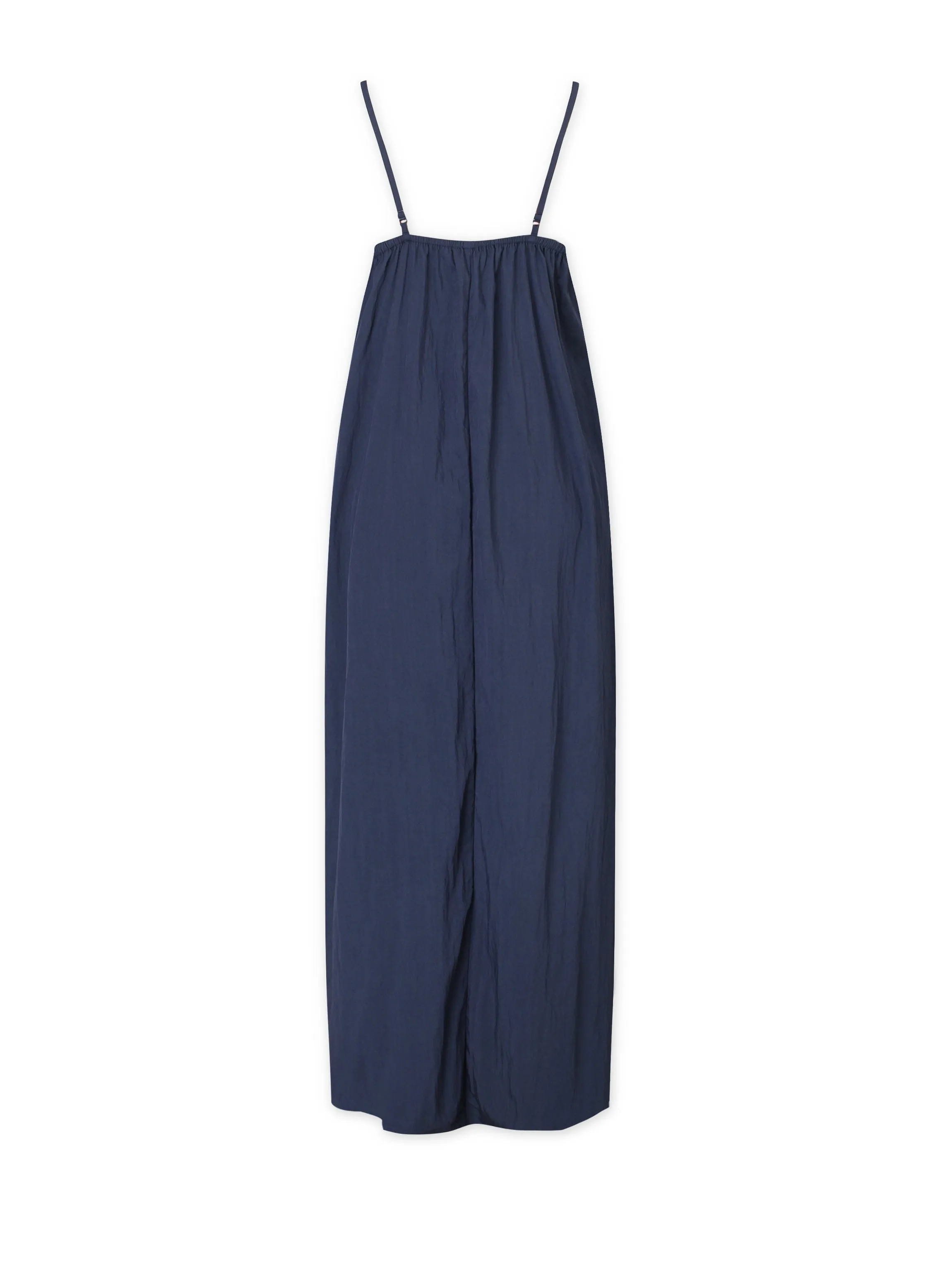 Crinkle Cotton Slip Dress-Navy