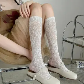 Cute Lolita Vintage Frilly Mesh Knee High Lace Socks