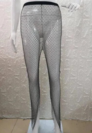 Cynthia Rhinestone Mesh Pants