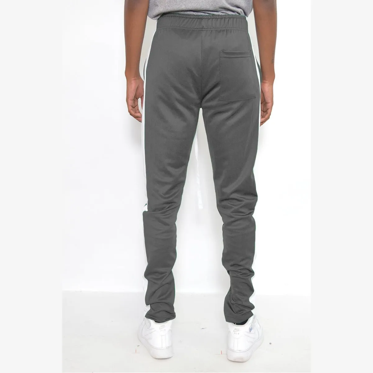 Dark Grey & White Slim Fit Track Pants