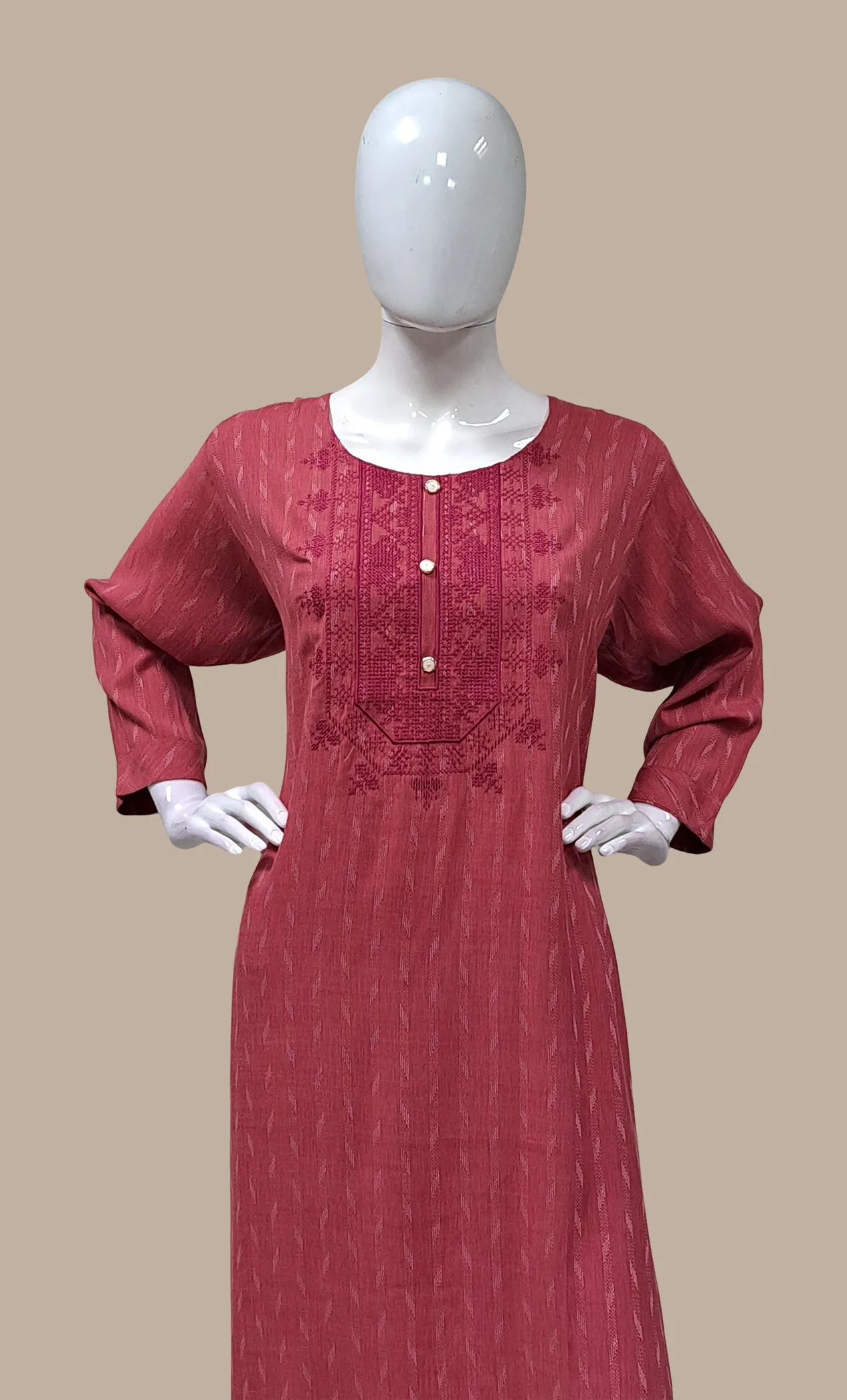 Dark Mink Embroidered Kurti Top