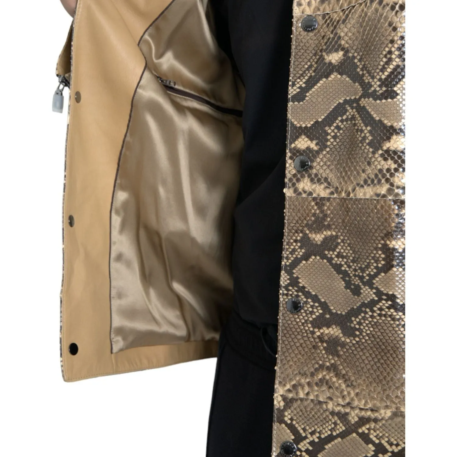 Dolce & Gabbana Beige Exotic Leather Biker Blouson Jacket