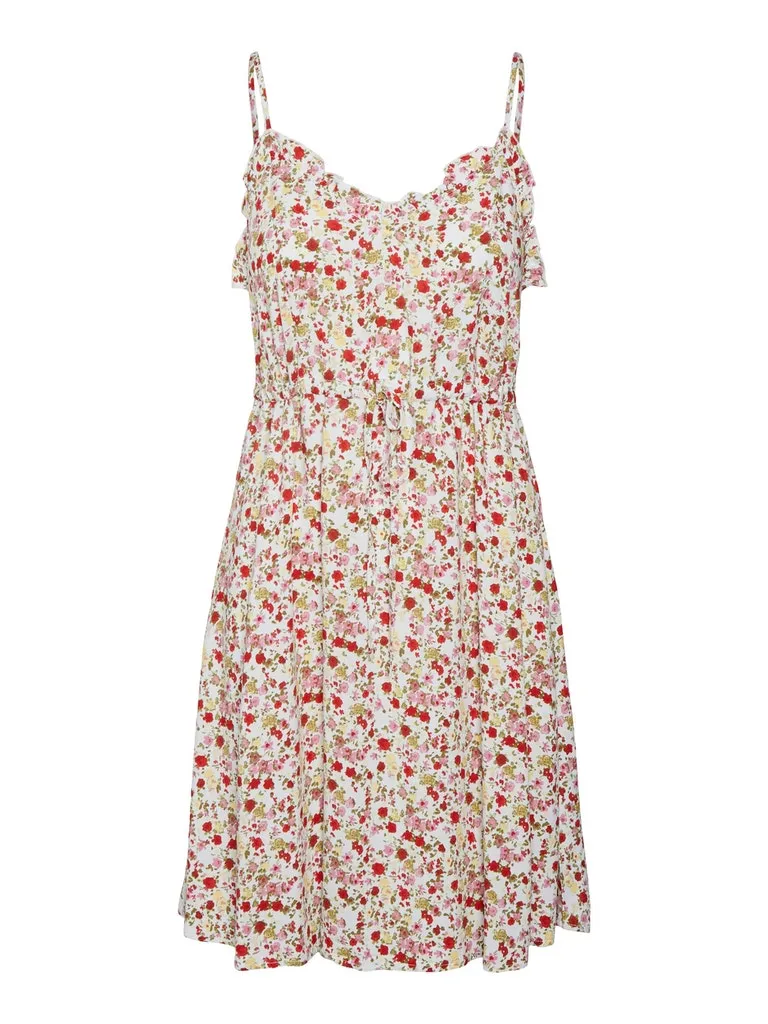 Easy Short Frill Strap Dress- Small Floral Prints