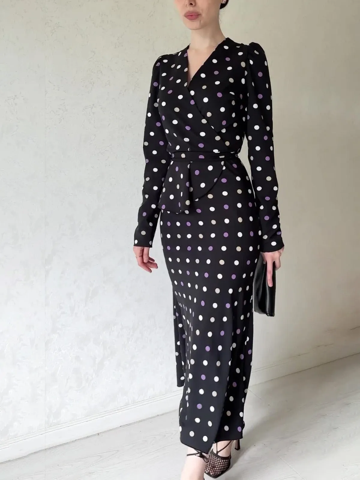 Elegant French Polka Dot Dress