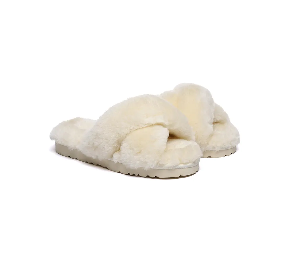 EVERAU® UGG Women Crossover Fluffy Slides Leanna