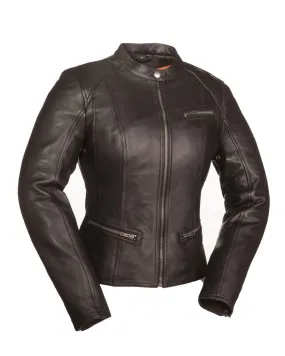 Fashionista Ladies Scooter Leather Jacket Black