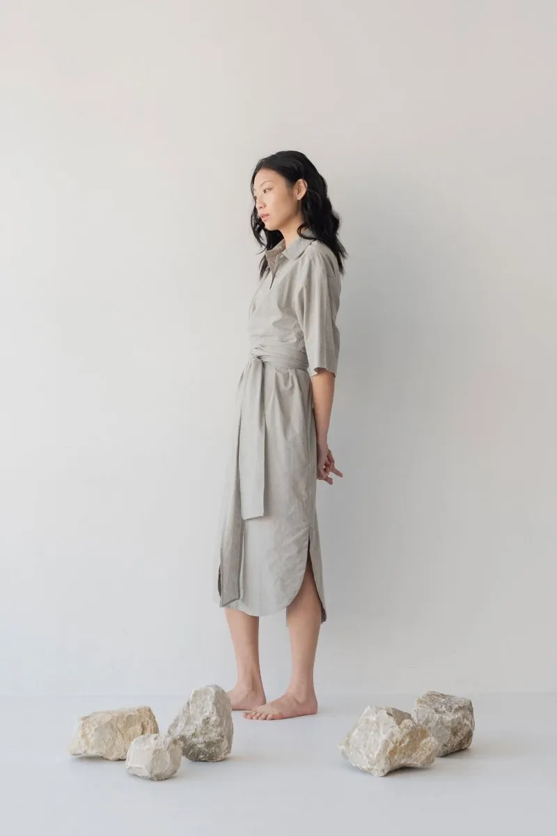 Faux Wrap Shirt Dress