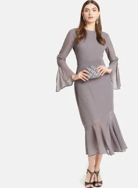 Flared Sleeves Dress With Ruffles