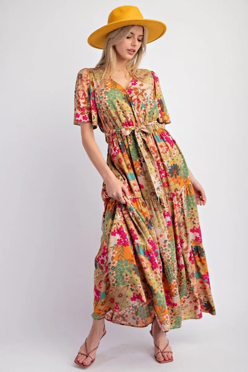 Floral Printed Challis Maxi