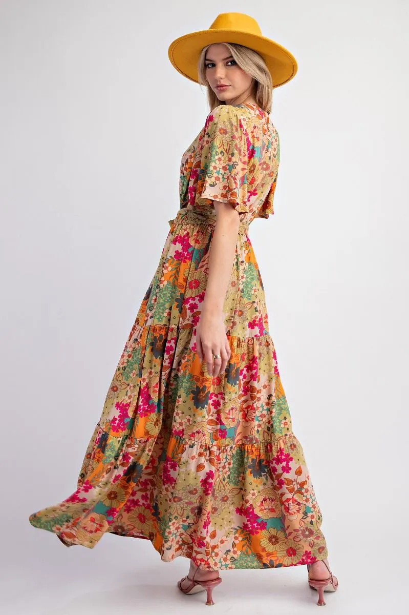 Floral Printed Challis Maxi