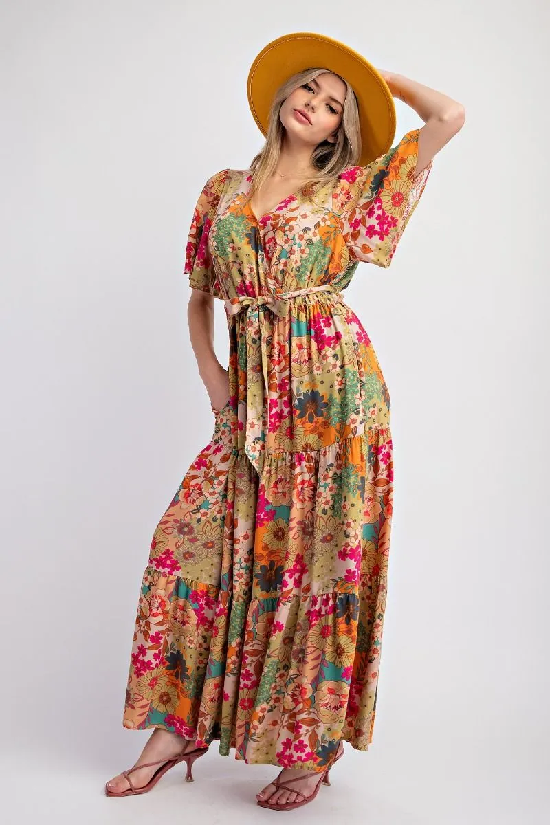 Floral Printed Challis Maxi