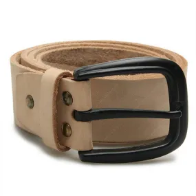 Full Grain Genuine Leather Belt Cowhide (Black Horseshoe Buckle)