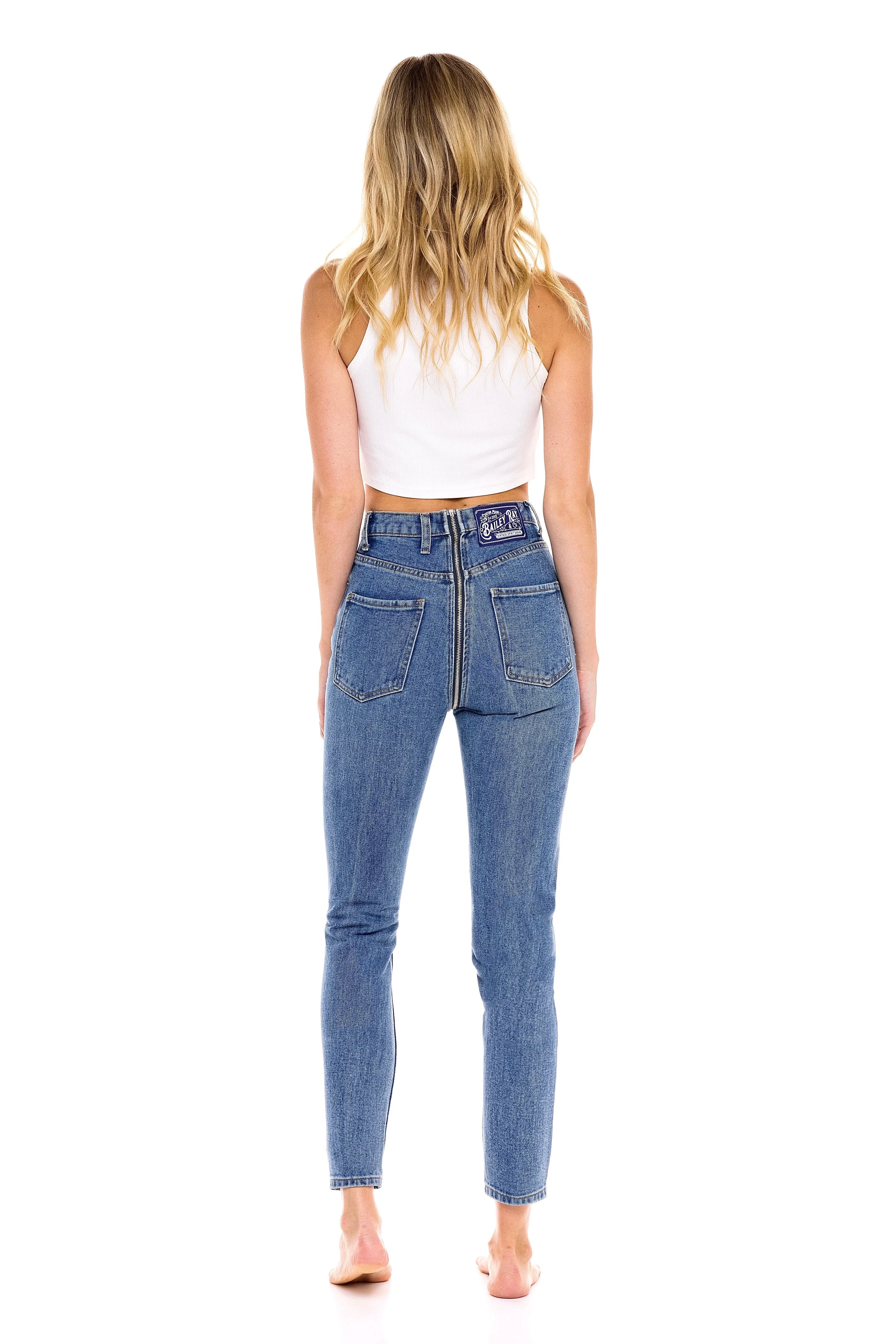 Full Zip High Waisted Jeans  - The Lotus