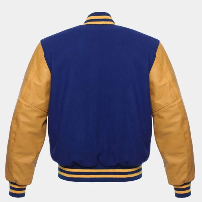 Genuine Best Looking Style Navy Blue Wool Leather varsity Jacket