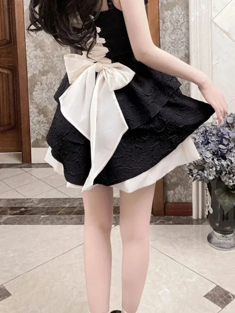 Gothic Harajuku Goth Bandage Dress Black Lolita Kawaii Cute Slip Spaghetti Strap Party Mini Short Dresses Summer