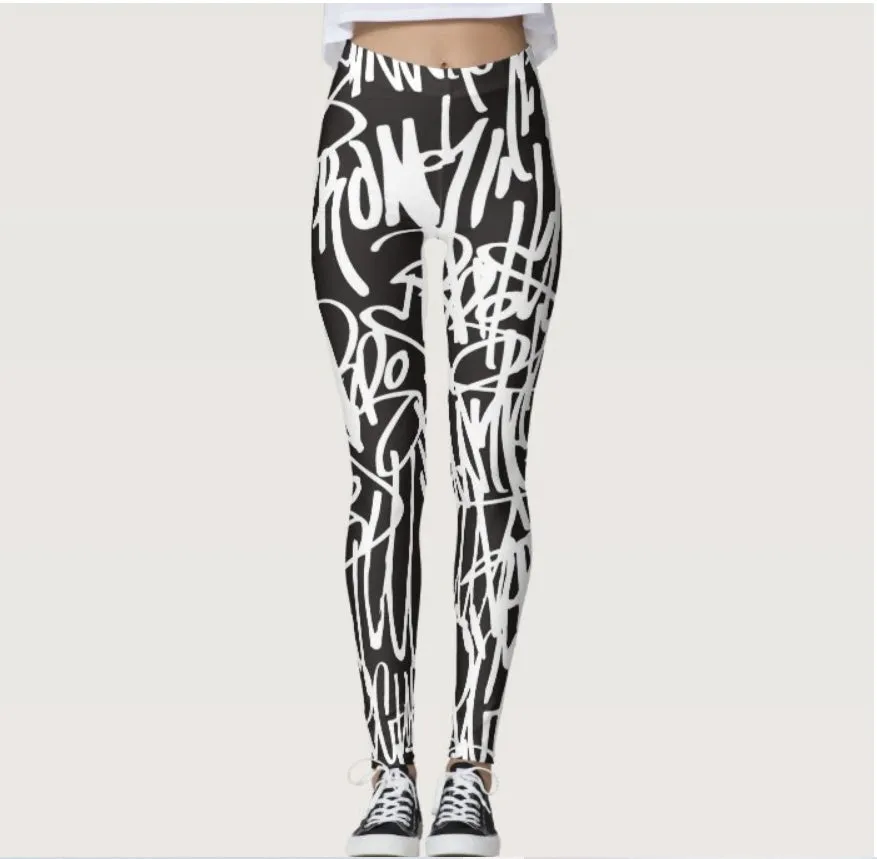 Graffiti Alley Black/White Leggings