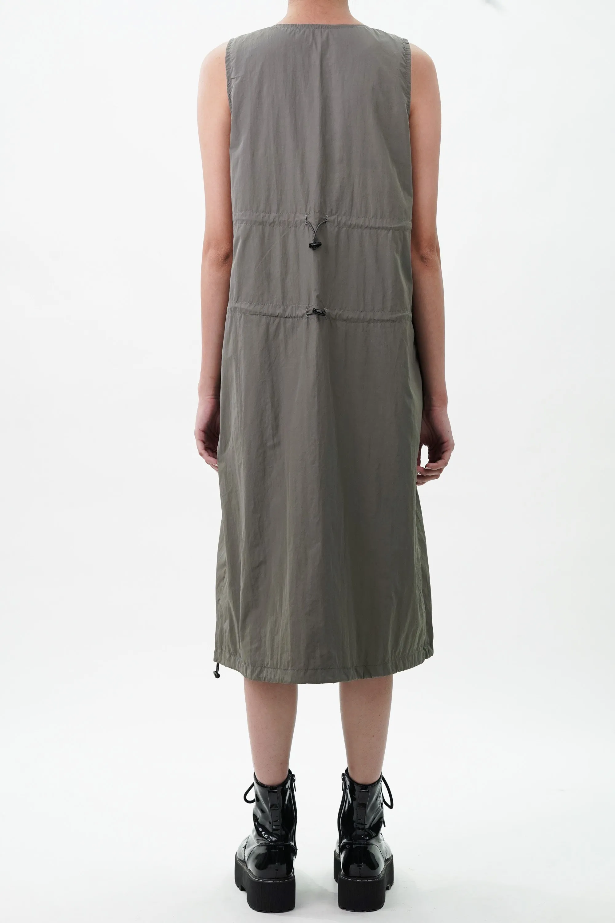 Grey Teak Double Slider Zipper Vest Dress