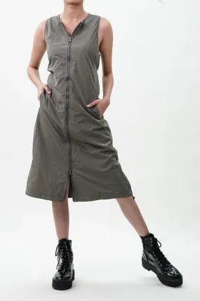 Grey Teak Double Slider Zipper Vest Dress