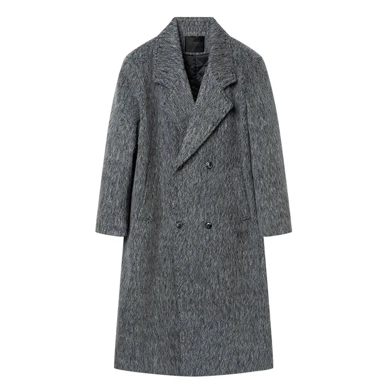 Grey Woolen Double Breasted Coat