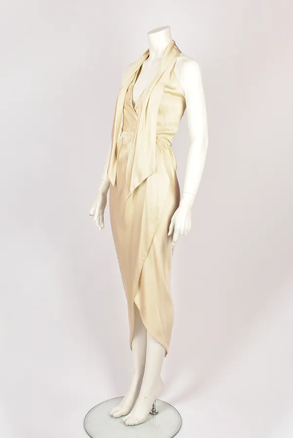 HALSTON SILK WRAP DRESS