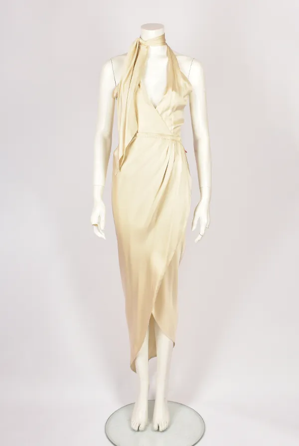 HALSTON SILK WRAP DRESS