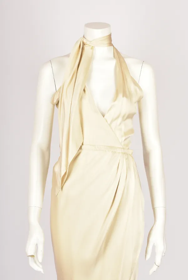 HALSTON SILK WRAP DRESS