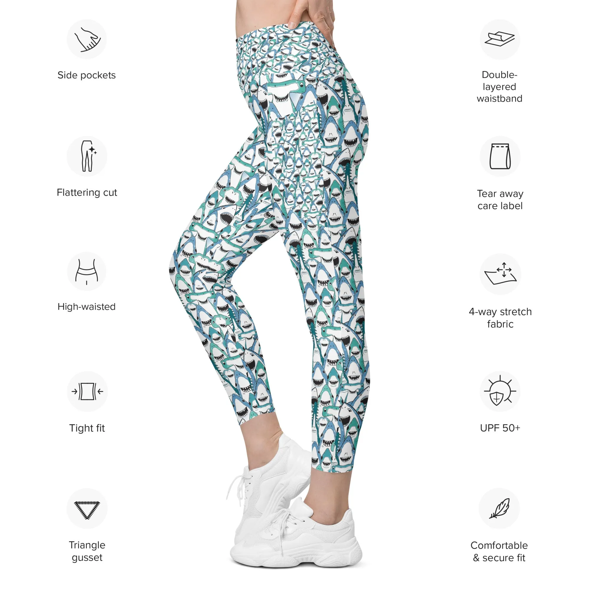 Happiest Sharks Pocket Leggings (2XS - 6X)