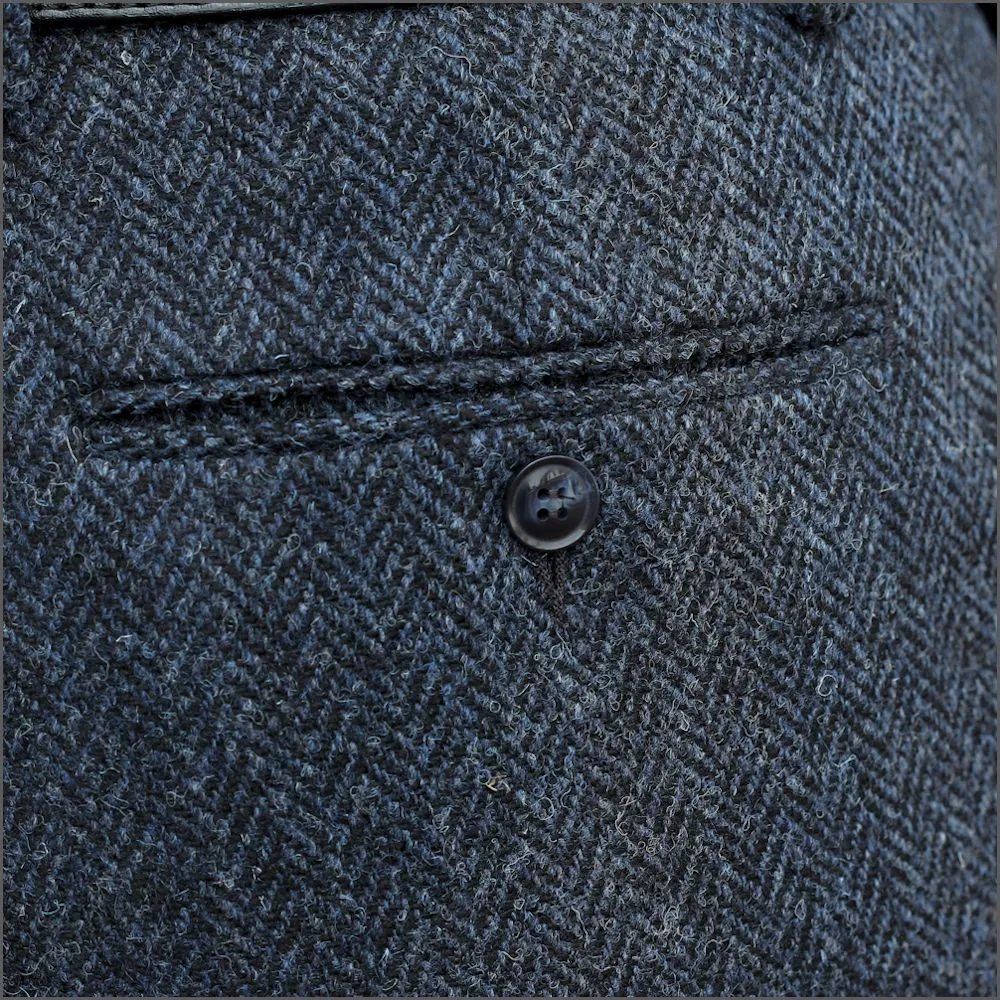 Harris Tweed Dark Blue Herringbone Trouser--