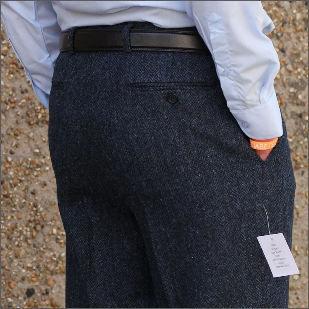 Harris Tweed Dark Blue Herringbone Trouser--