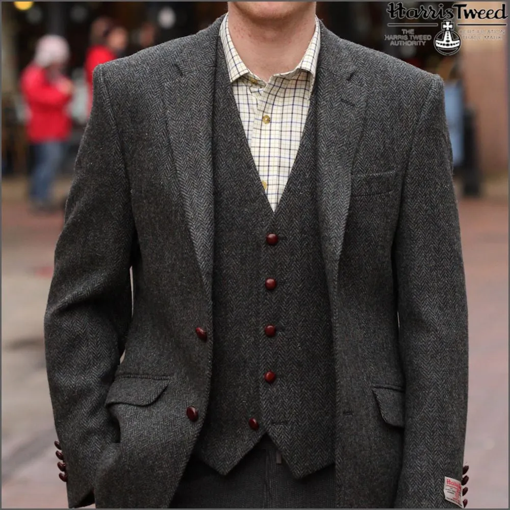 Harris Tweed Heather Blue Herringbone Jacket>