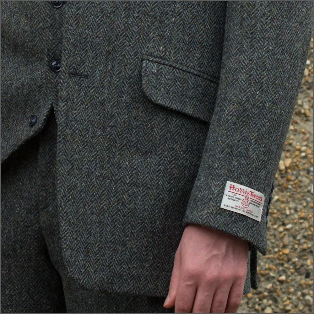 Harris Tweed Heather Blue Herringbone Jacket>