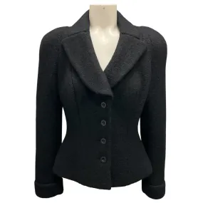 Herve Leger Black Puff Sleeve Alpaca Jacket