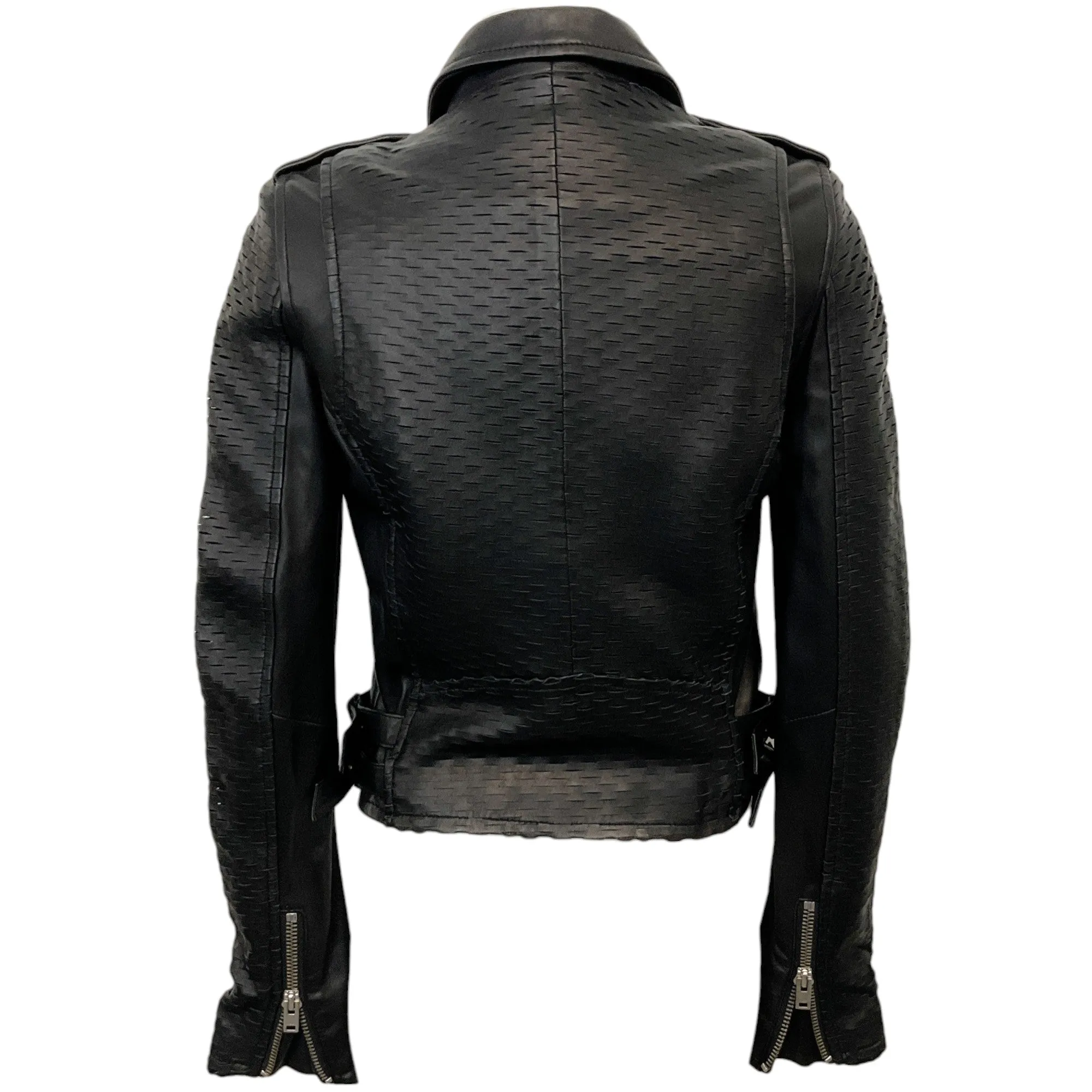 Iro Black Leather Perforated Moto Jacket