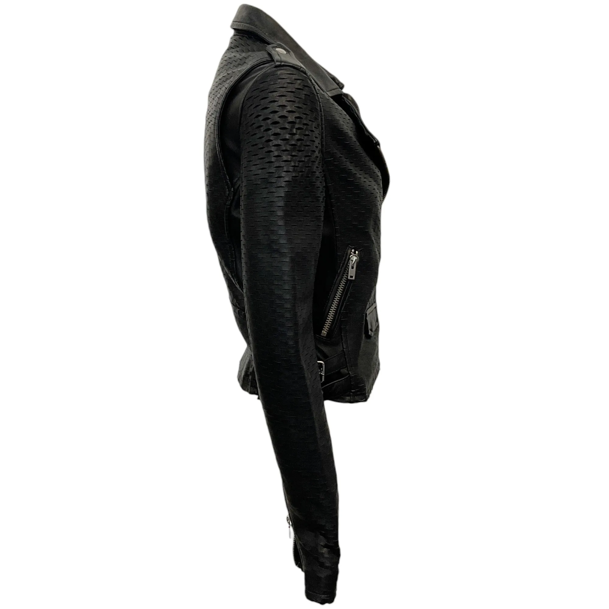 Iro Black Leather Perforated Moto Jacket