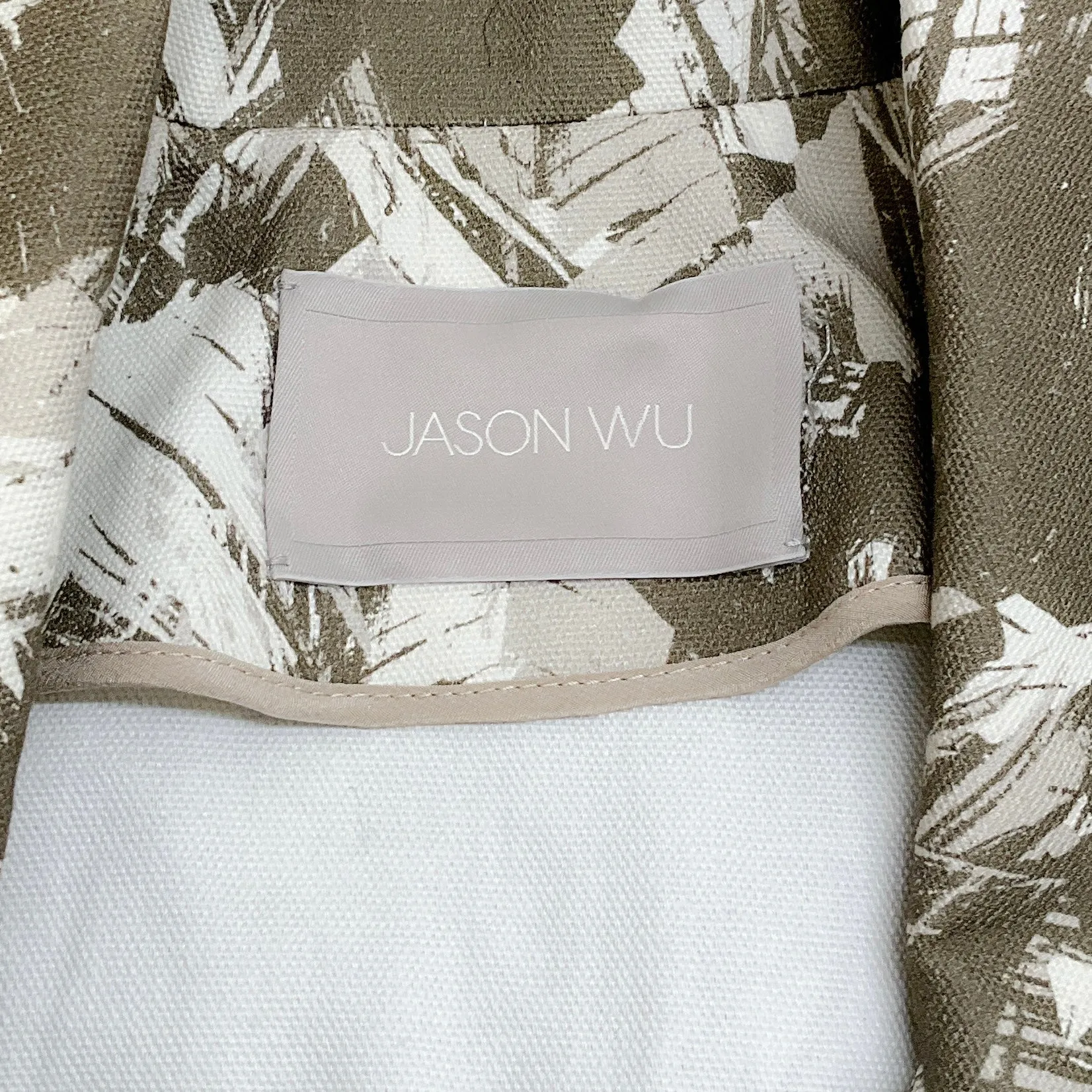 Jason Wu Olive / Ivory Cotton Canvas Belted One Button Jacket