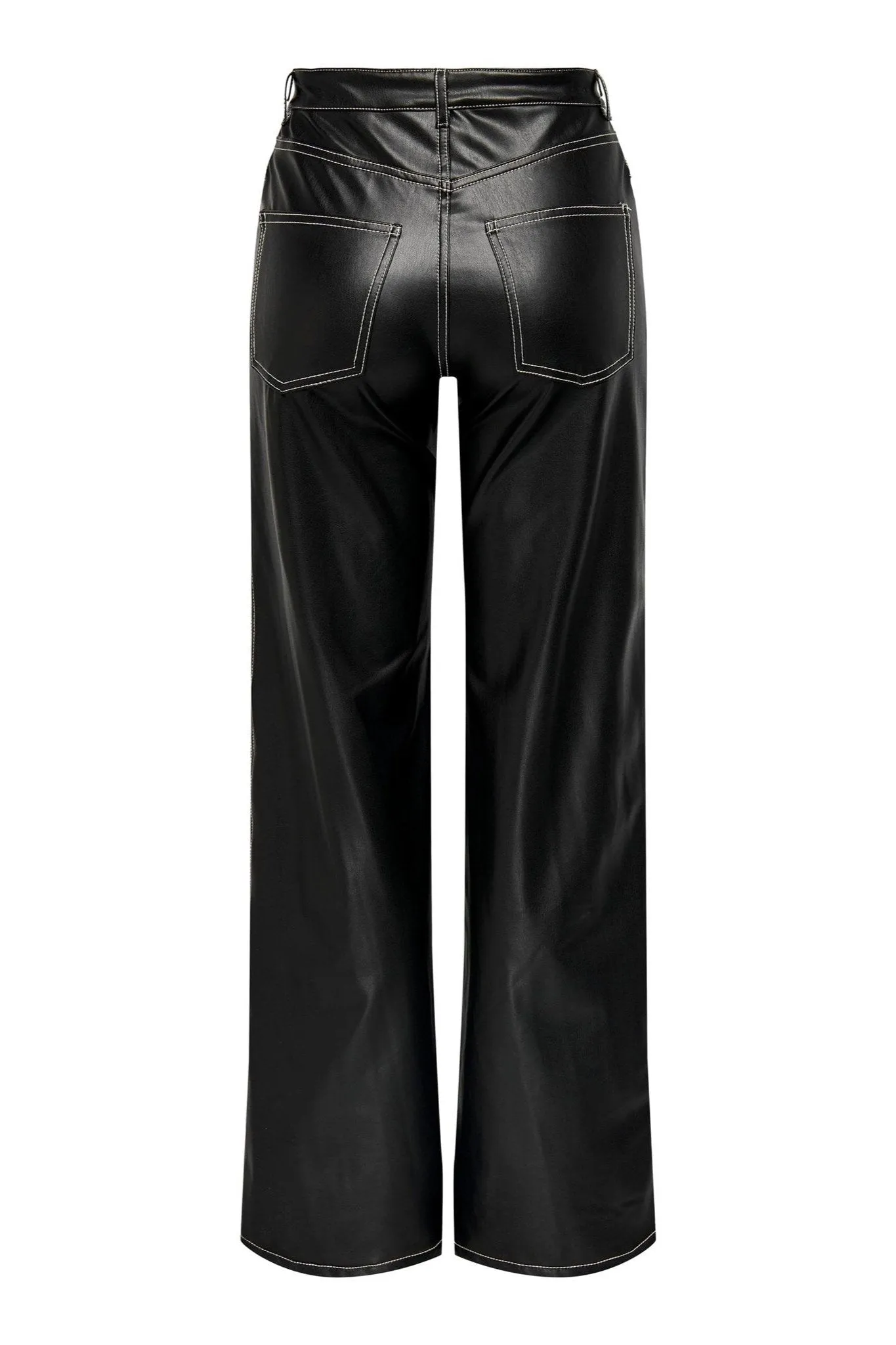 Juicy Wide Faux Leather Pants - Black