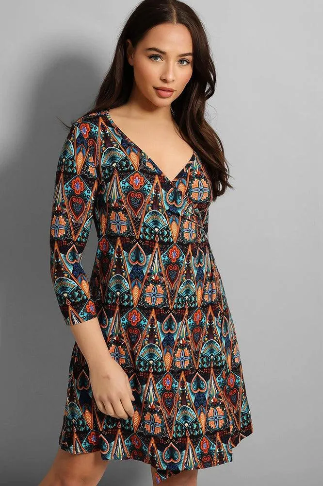 Kaleidoscope Print Wrap Dress