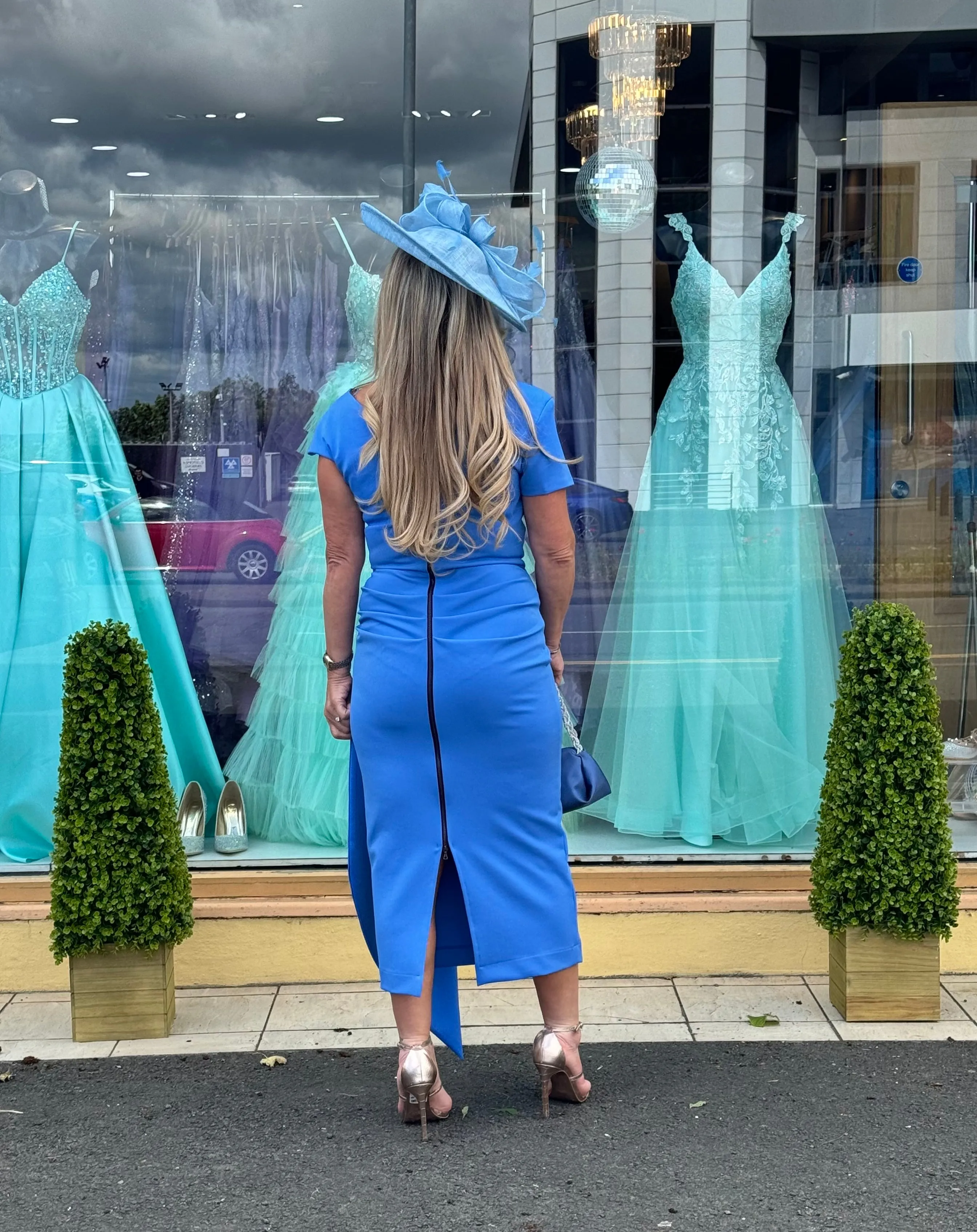 Kevan Jon Safia bow detail midi dress in sapphire blue