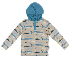 KicKee Pants Burlap Sharks L/S Hoodie Tee