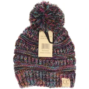 Kids Four-Tone Pom CC Beanies - Black Multi